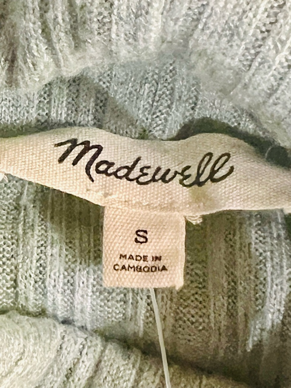Madewell Sage Ribbed Mock Neck Cropped Sweater - Picture 5 of 8